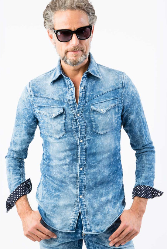 sweat denim western shirt