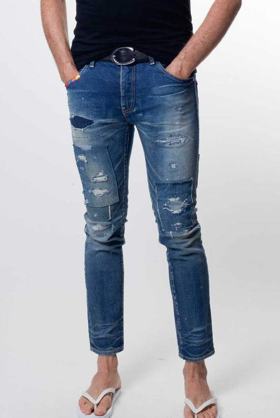 rainbow stretch tapered denim