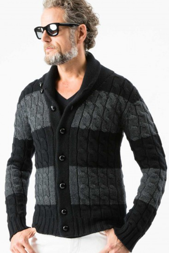 1piu1uguale3 big cable cardigan – wool cashmere (border)