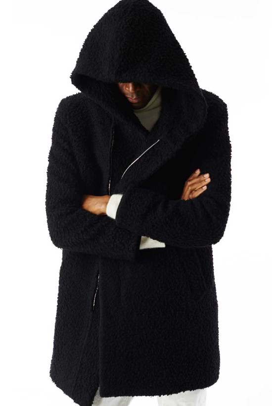 wrap hood boa coat