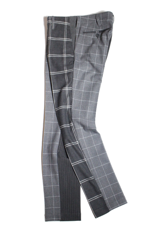 rib tapered slacks crazy – 3 pattern cosmical warm / gray