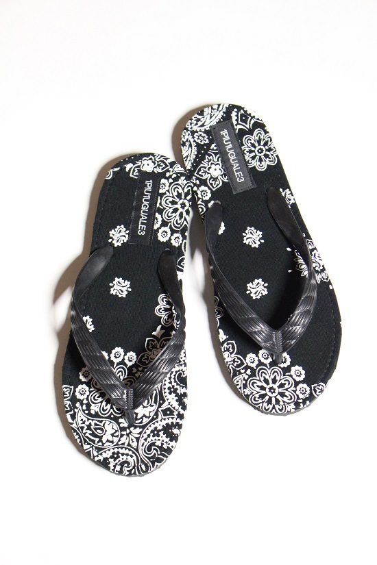 1piu1uguale3 genbei “fabric beach sandal”-black bandana patch sweat