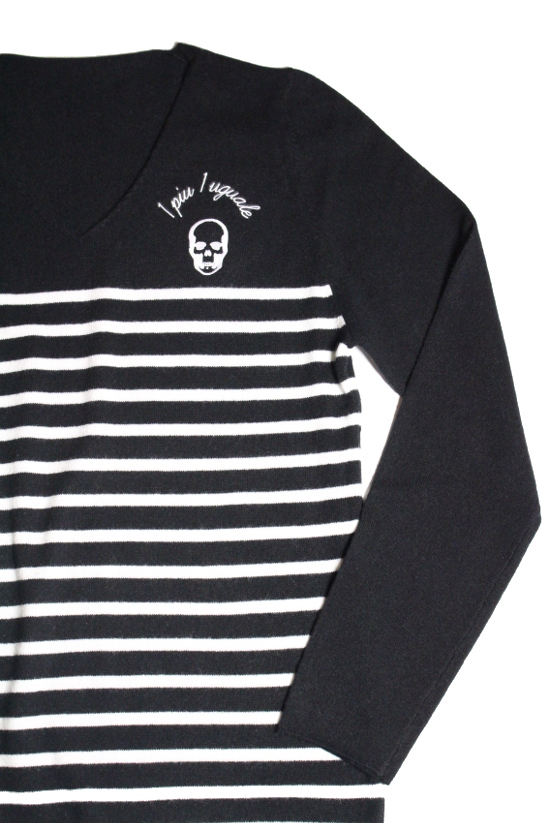 lucien pellat-finet　SKULL WAPPEN BORDER L/S KNIT