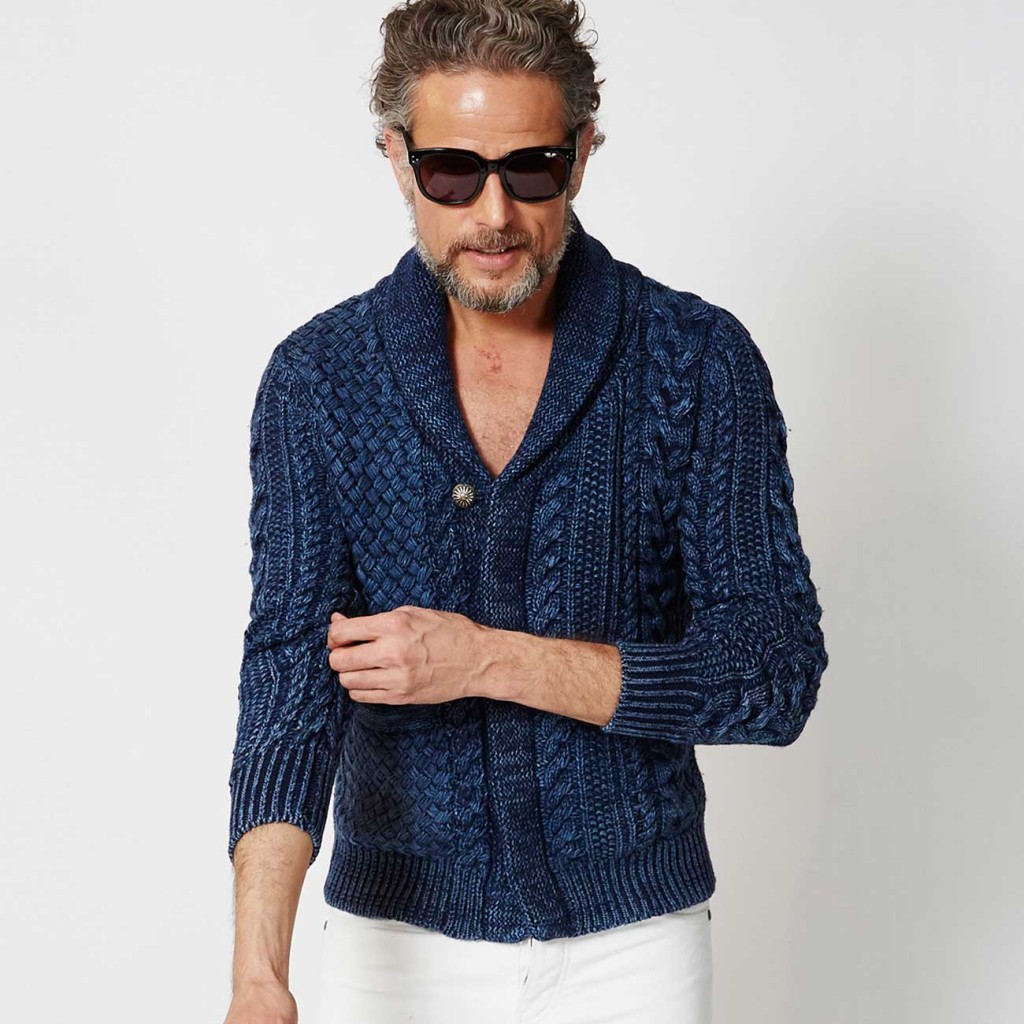 VIRGIN INDIGO SHOWL CARDIGAN