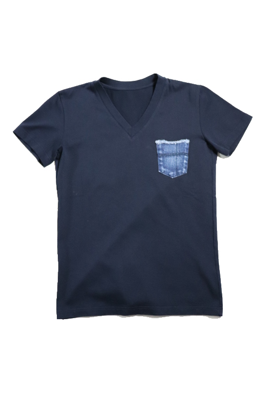 DENIM POCKET V-NECK