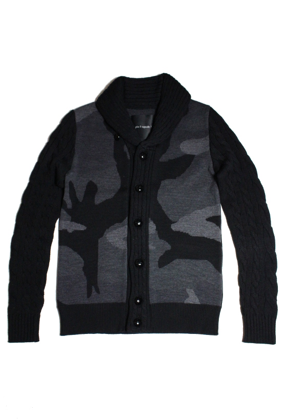 BIG CAMO CABLE CARDIGAN