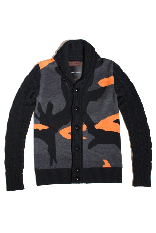 BIG CAMO CABLE CARDIGAN