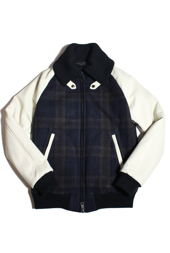 DONKY ZIP STADIUM – ZANERI CHECK MELTON -［NAVY/WHITE］