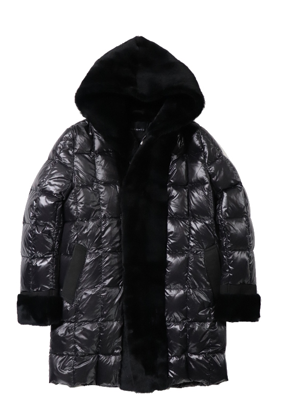 1PIU1UGUALE3 × EMMETI NEW SQUARE WRAP HOODED COAT