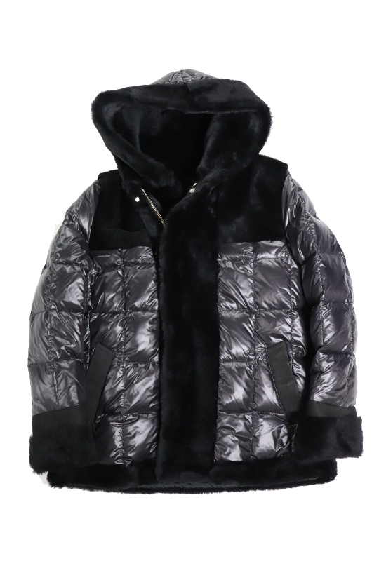 1PIU1UGUALE3 × EMMETI NEW SQUARE HOODED COAT